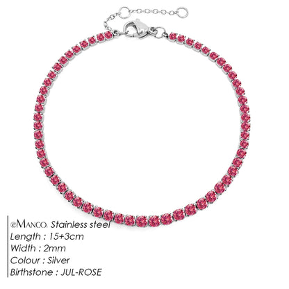 eManco Stainless Steel Gold Plated Sparkling Bracelet High Quality White Zirconia Single Row Simple Accessory For Girls.