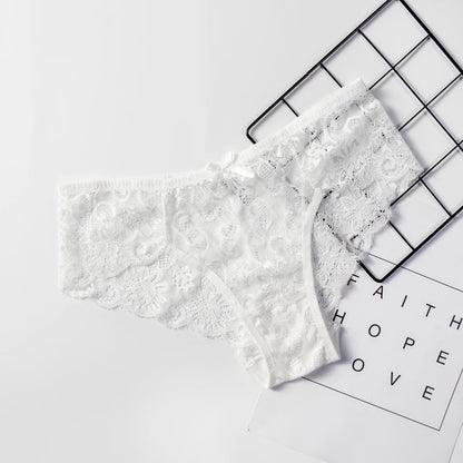 Fashion Sexy Panties Comfortable Briefs Exquisite Crotchless Shorts Solid Lingerie Lace Bow Thong Hollow Out Women Underwear.