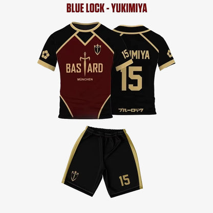 Men Jersey Set Futsal Football Pattern Blue Lock Anime Bastard Munchen 3d Print T-shirt Short 2pcs Sets Suit Sports Tops Tee Boy.