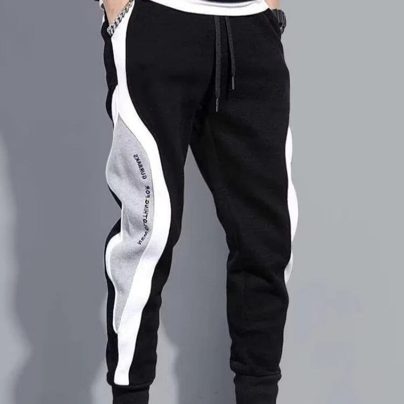 Men Black Pants Hip Hop Drawstring Jogger Fashion Comfortable Trousers Male Casual Sweatpants Loose Elastic Waist Sportswear.