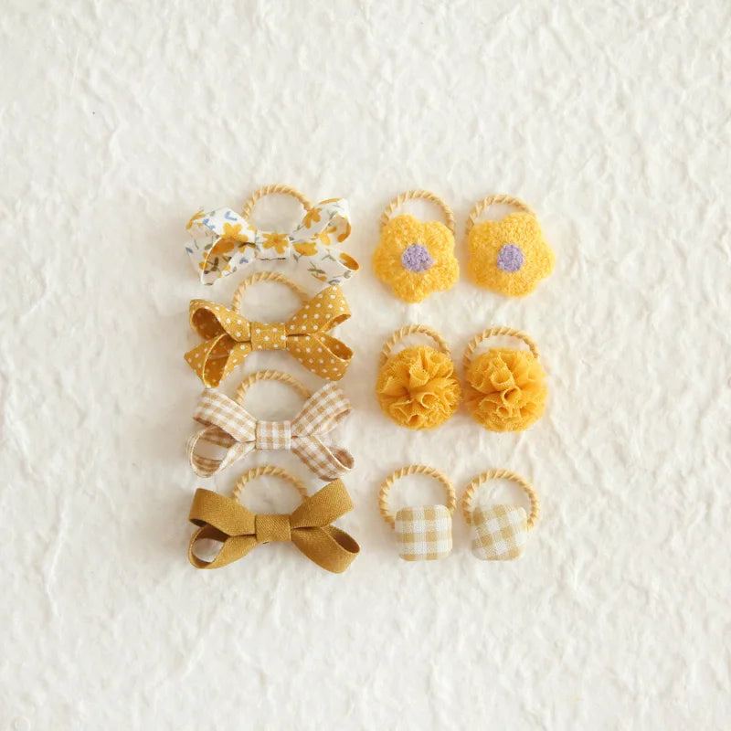 10Pcs/Lot, Elastic Hair Bow Clips for Children, Children's Headwear Hair Accessories for girls, Cute Hair ties, Lovely Hair Rope