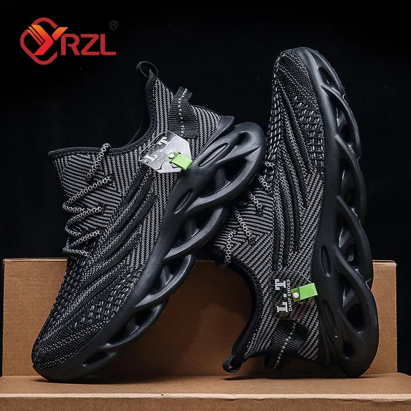 YRZL Men Sports Running Black Jogging Shoes Casual Sneakers Outdoor Breathable Mesh Women Light Shock-absorption Sneakers Men.