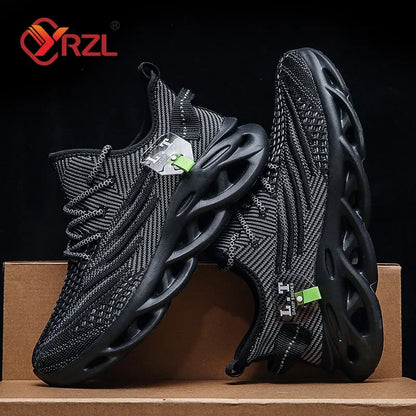 YRZL Men Sports Running Black Jogging Shoes Casual Sneakers Outdoor Breathable Mesh Women Light Shock-absorption Sneakers Men.