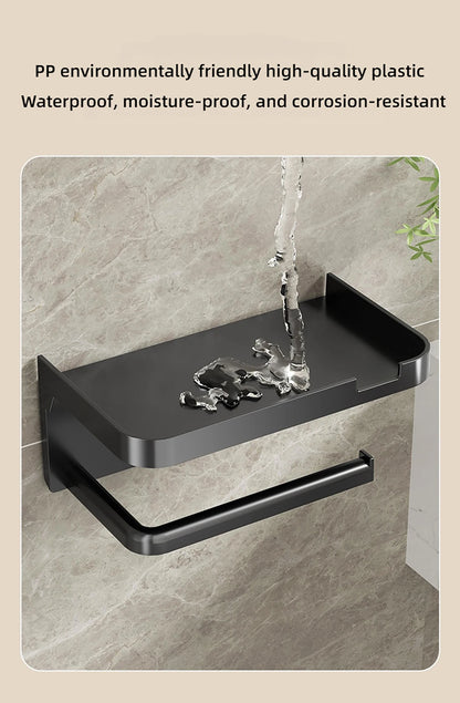 1 Stück wandmontiertes Aufbewahrungsregal, Toilettenpapierhalter, No-Punch Roll Organizer – Badezimmer-Aufbewahrungszubehör