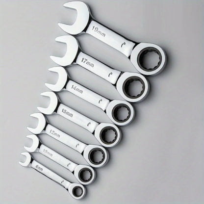 6–19 mm kurzer Griff, schneller Ratschenschlüssel, 72 Zähne, multifunktional, tragbar, kurz, Dual-Use-Pflaumenblüte, kleiner Schraubenschlüssel, Handwerkzeuge