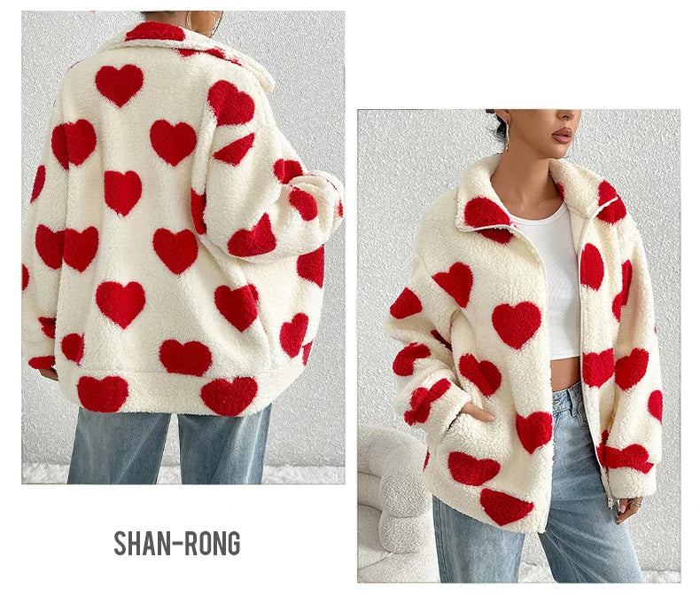 Damen-Fleece-Winterjacke aus warmem Plüsch mit Reißverschluss, lässige Damenbekleidung, Fleecemantel, Winterkleidung für Damen-Oberbekleidung.