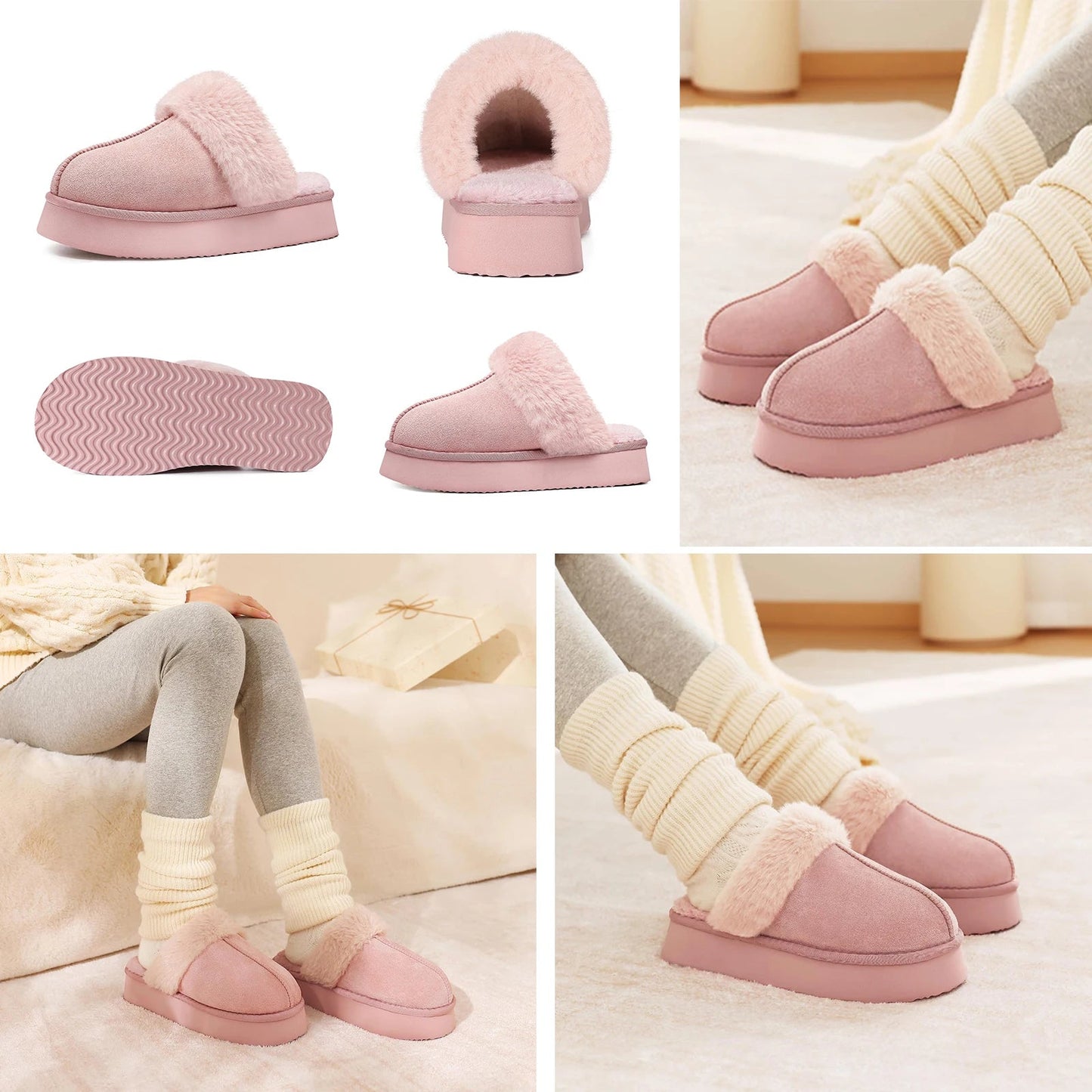 Eyriphy, Größe: 36-37 bis 46-47, Winter-Baumwollschuhe/ Pelzig/ Plateauschuhe/ Damenschuhe/ Hausschuhe Herren/ Baumwollhausschuhe Damen.