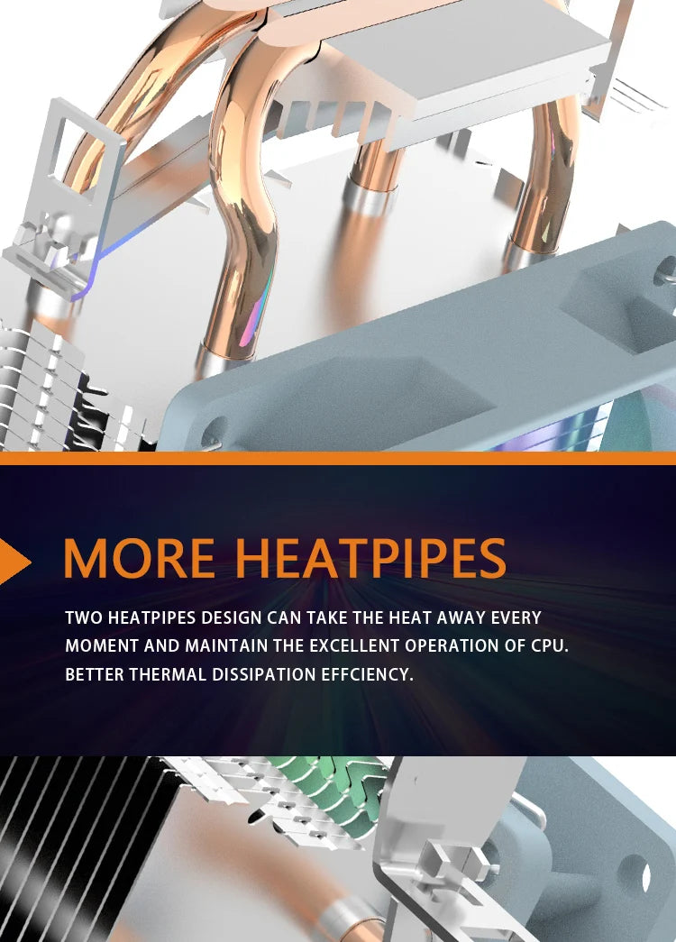 Aigo CPU Cooler 2 4 6 Heat Pipes PC Radiator Cooling 3PIN PWM Silent Rgb Fan For Intel  1700 1150 1155 1156 1366 AM2/AM3/AM4 AMD.