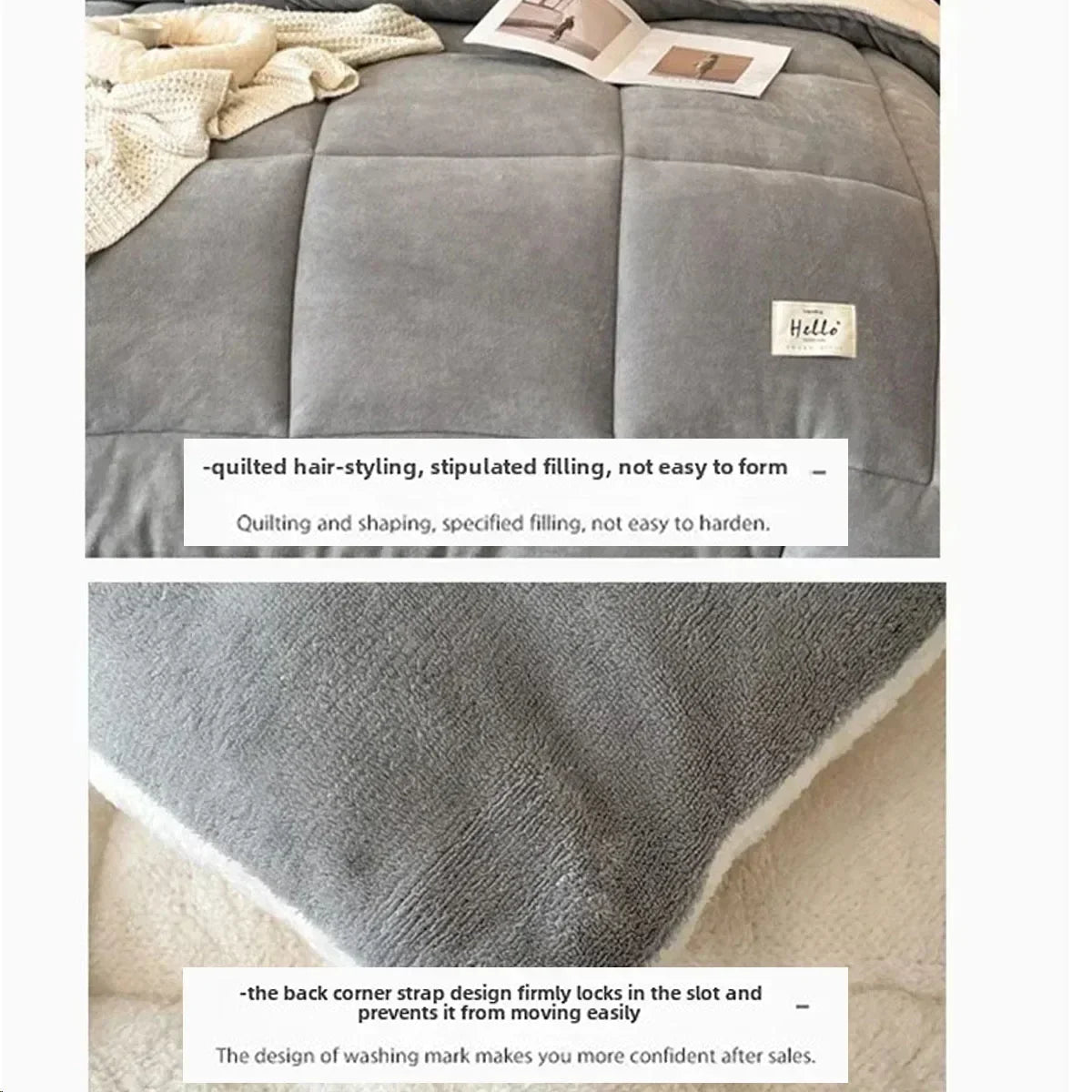 Winter Quilt Blanket Double Sided Velvet Lamb Cashmere Double Bed Quilts King Queen Full Size Bed Duvet Thicken Comforter Core.