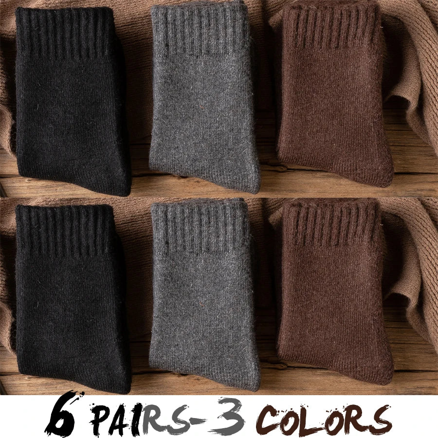 5 Pairs/Lot Thick Wool Socks Men Winter Warm Cashmere Breathable Long Sock Outdoor Male Meias New 7 Colors Hot Sale 2023