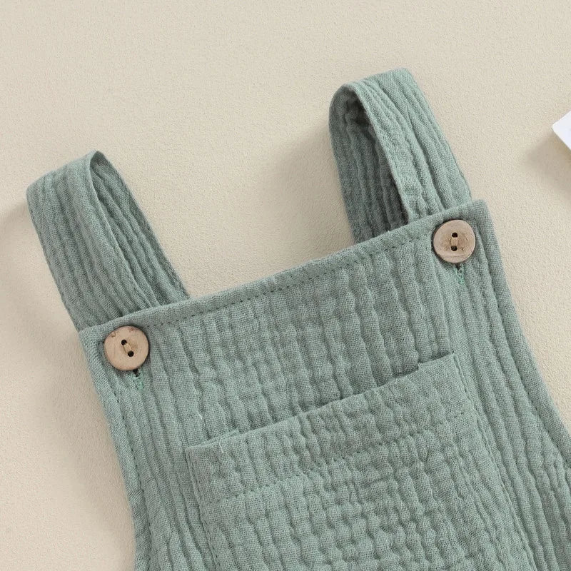 Neugeborenes Baby Mädchen Junge Baumwolle Leinen Hosenträger Bodysuit Sommerkleid ung einfarbig ärmellosen quadratischen Hals Overall für Kinder.