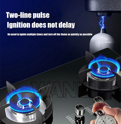 DC330 Gas Stove Household Desktop Embedded Double Stove Natural Gas Liquefied Gas Stove/Toughened Glass Panel.