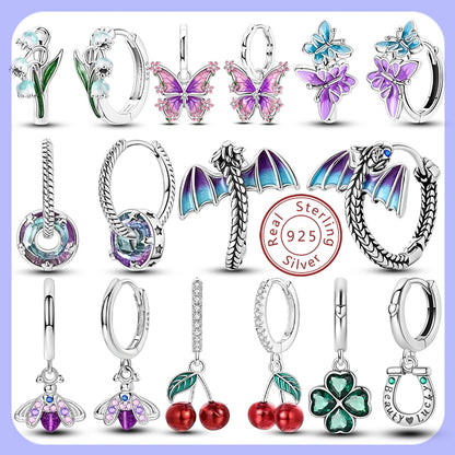 2025 New 925 Sterling Silver Hoop Earrings Flowers Zircon Drop Earrings Stud For Woman Fine Birthday Wedding Party Jewelry Gifts.