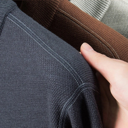 High Quality Velvet Thickening Sweater Bottoming Shirt, Men's Half Zip Pullover, Casual Loose New Warm T-shirt, Knitwear.