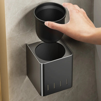 Badezimmer  Toilettenbürstenhalter  Reinigungswerkzeuge  Weltraumaluminium  An der Wand montiert  Kein Bohrer  Vertikal  Klobürste  Badezimmerzubehör