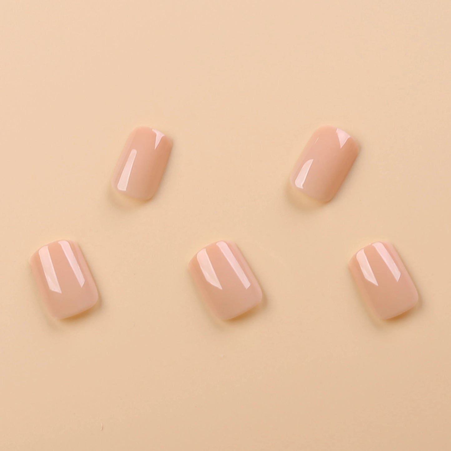 Short Square Press on Nails Red , Spring Gel Fake Nails Pure Color Natural Petite Nails Solid Stick on Nails.