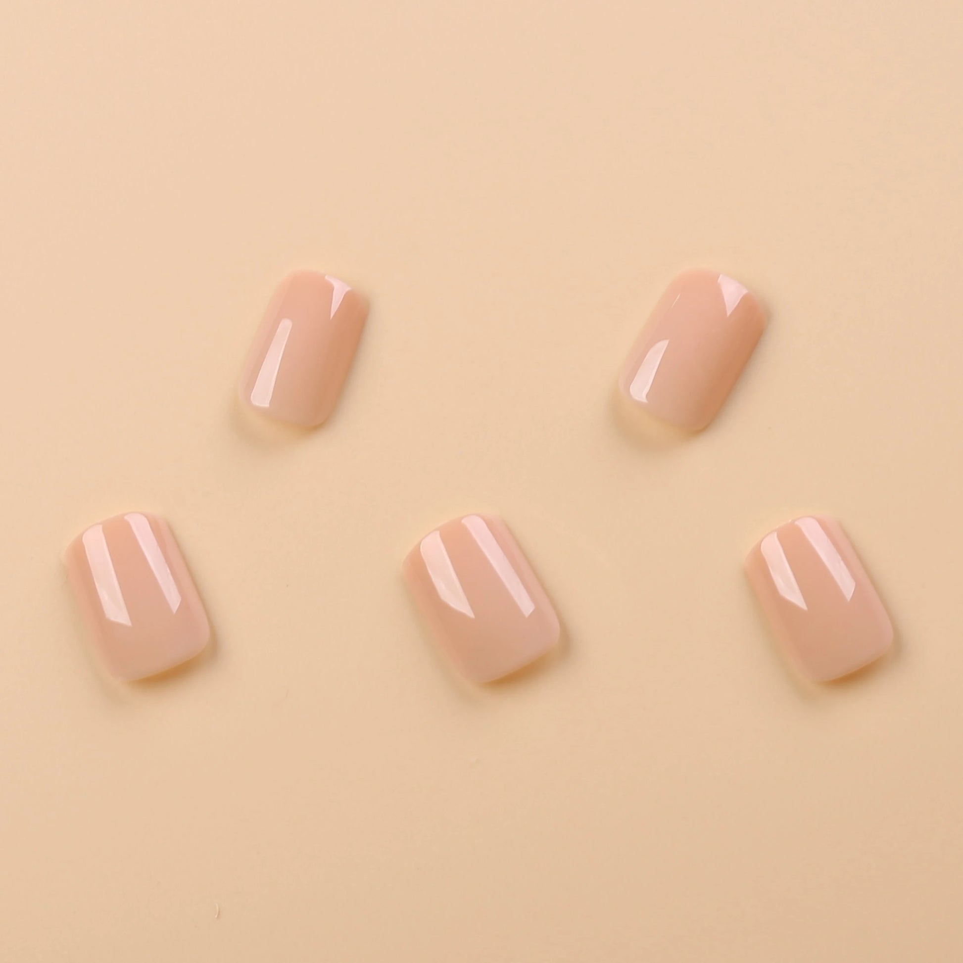 Short Square Press on Nails Red , Spring Gel Fake Nails Pure Color Natural Petite Nails Solid Stick on Nails.