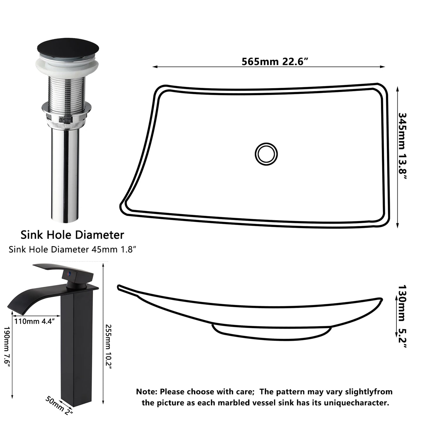 KEMAIDI Waschbecken, Waschbecken, Waschbecken über der Theke, moderne Badezimmer-Waschbecken, Schüssel mit Wasserhahn, kombinierte Waschbecken in mehreren Form