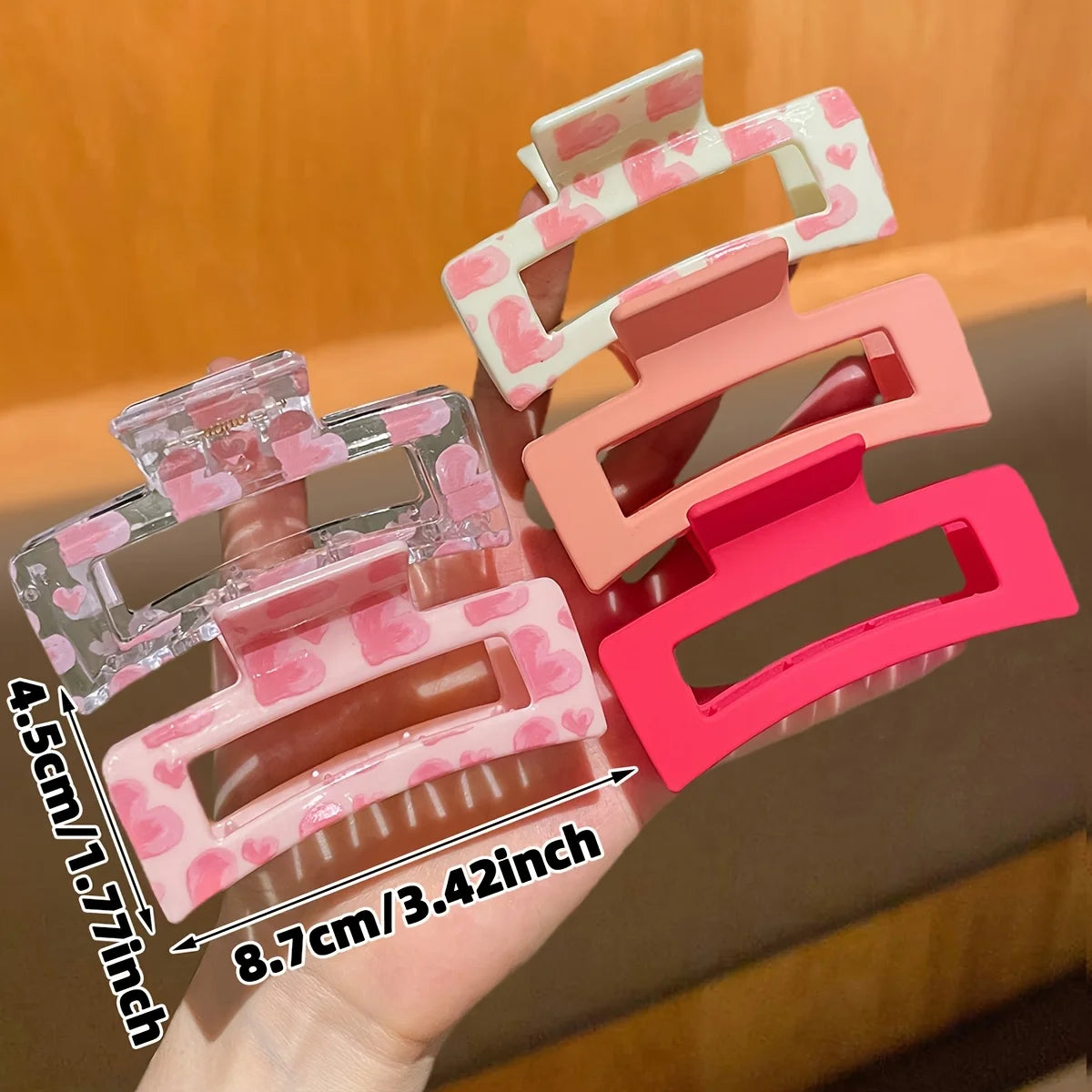 5Pcs for Women, Pink, Fashionable and Cute, Square Hair Clip Shark Clip, Suitable for Daily Use, Gift Hair Accessories.