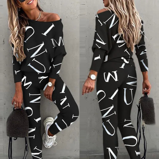 2 Piece Set Women Tracksuit Autumn Winter Warm Letter Top Suits Casual Yoga Set Sweatshirts And Jogging Pants Outfits Sweatpants.