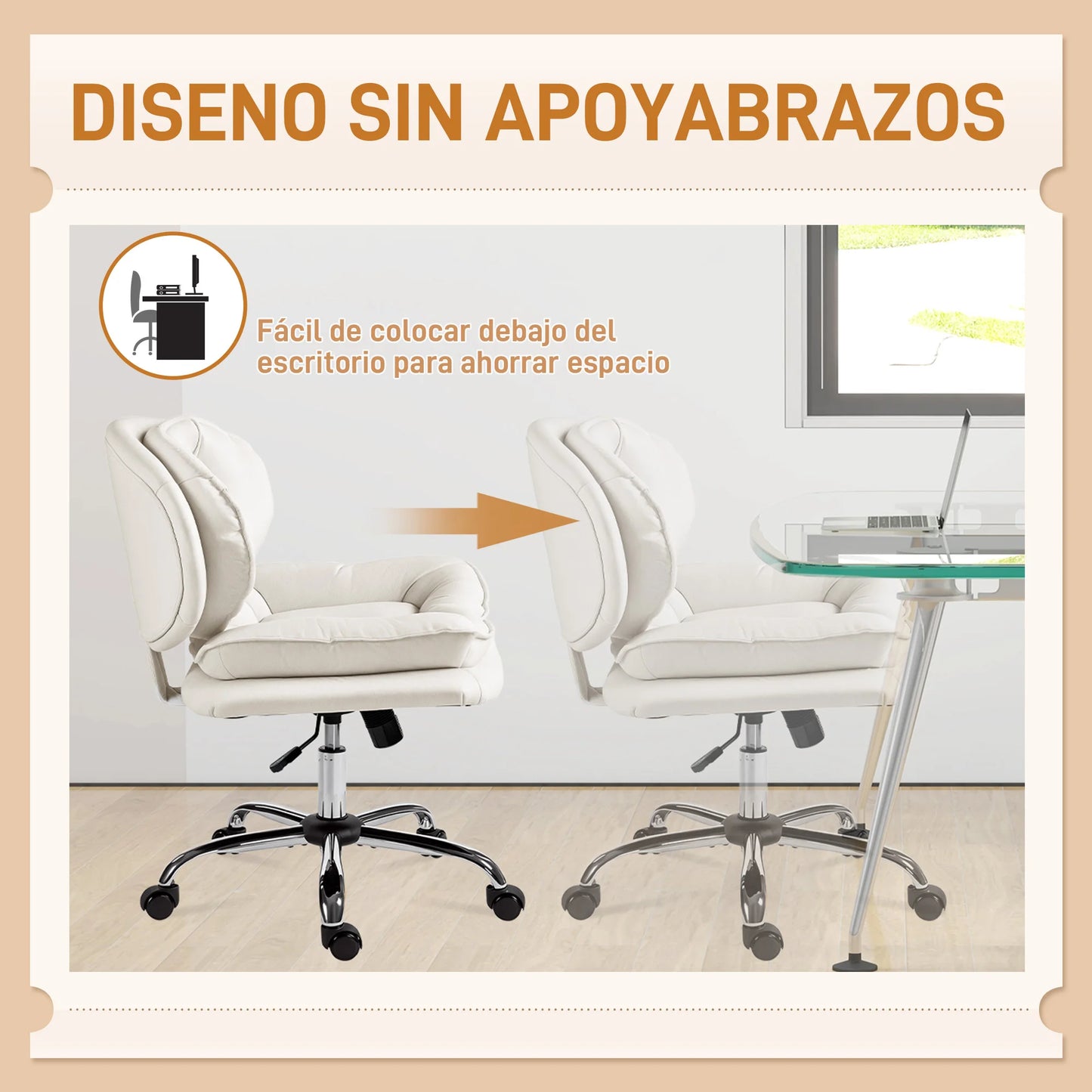 Kreuzbeiniger Bürostuhl mit breiten Sitzrädern, höhenverstellbarer Doppelfolsterter, neigbarer Funktion