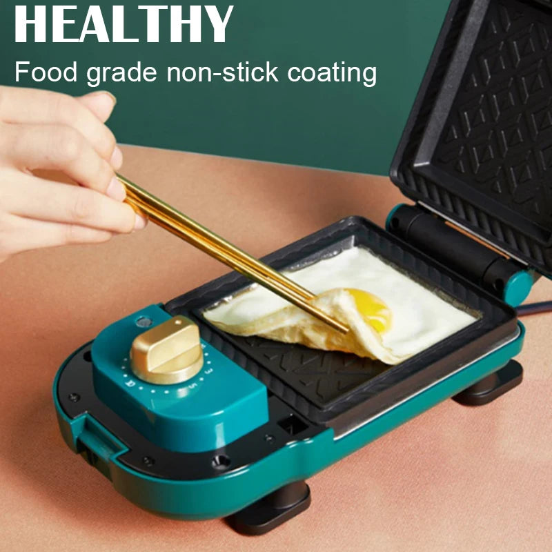 220V Timing multi-function electric sandwich maker waffle maker home breakfast machine toaster replaceable baking tray.