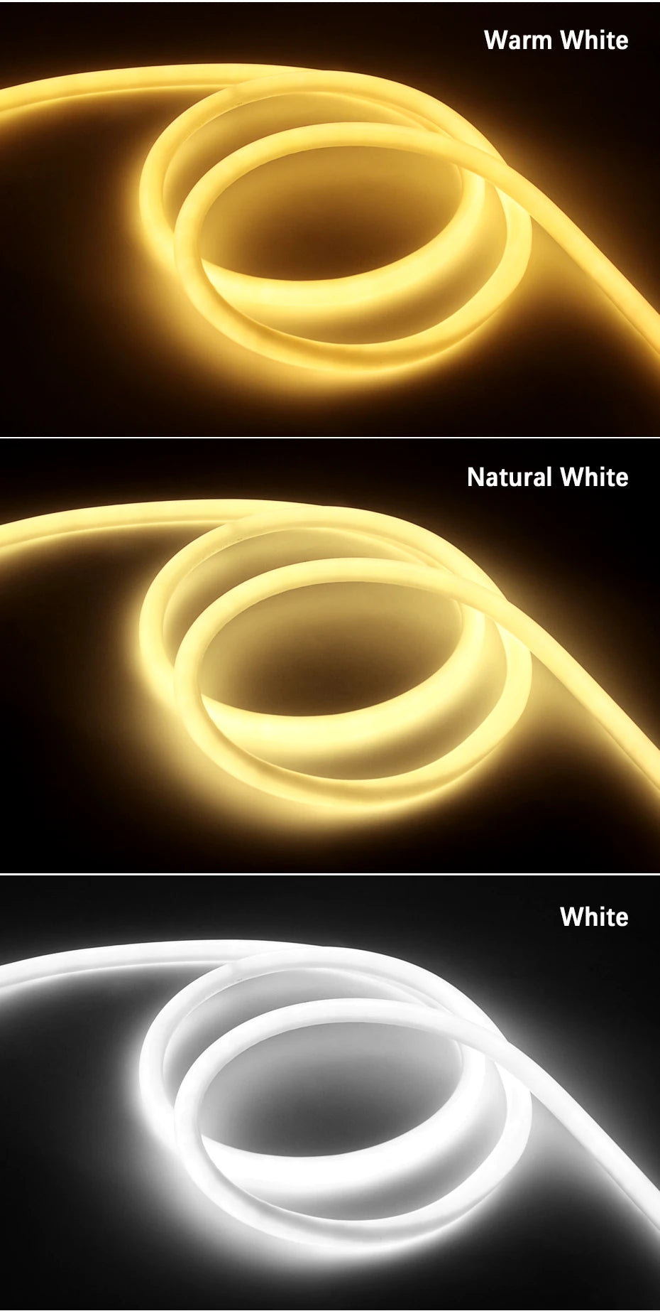 360 Round Tube 220V Flexible Rope Light 120leds/m LED Neon Light Strip  Cold White/Natural White/Red/Green/Blue/Pink Waterproof.