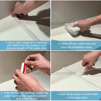 Küchenschwelle, Wasserdamm, selbstklebend, Silikon, wasserdichte Barriere, Badezimmer, Dusche, Wasserstopper, Schutz für trockene und nasse Trennung