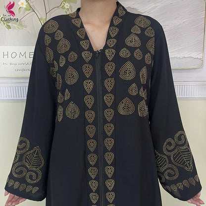 New Style Women Muslim Dress Chiffon Open Abaya 2024 Dubai Women Elegant Dress Islamic Clothing Zipper Cardigan Abaya With Scarf.