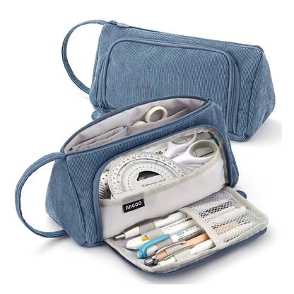 Modisches Aufbewahrungs-Federmäppchen aus Cord, geräumiges und langlebiges Design mit mehreren Fächern, tragbares Design, Schulbürobedarf.