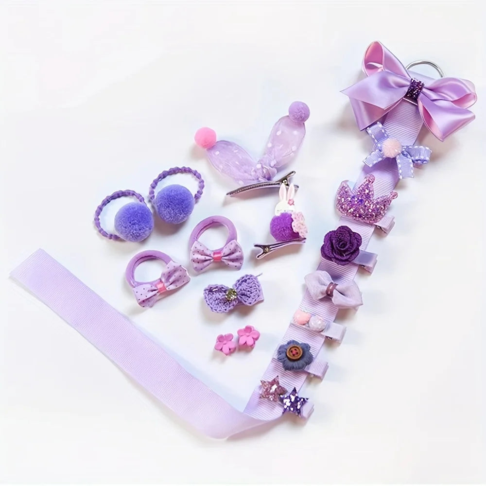 Cute Hair Clip Set,Cute Bow Hair Clips Floral Hair Side Clips Elastic Hair Rings Fashionable Women's Hair Accessories.