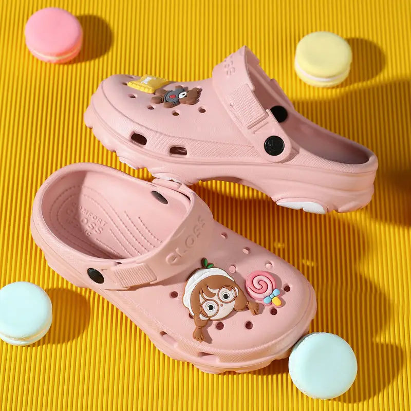 3-12y Kids Mules & Clogs Summer Boys Girls Sandals Cartoon 6 Colors Non-slip Comfortable Beach Slippers Children Garden Shoes 24.