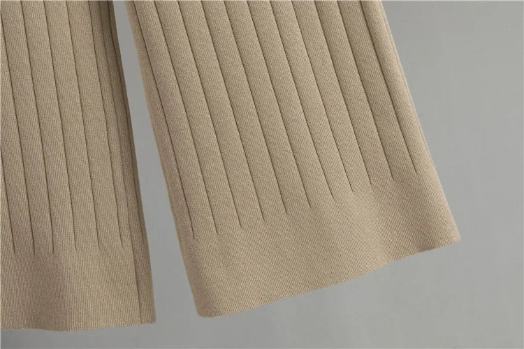 Three Piece Sets Women Pant Set Cardigan Vests Sweater Work Elegant Spring V Neck Open Stitch Knitted Long Pants Matching Sets.