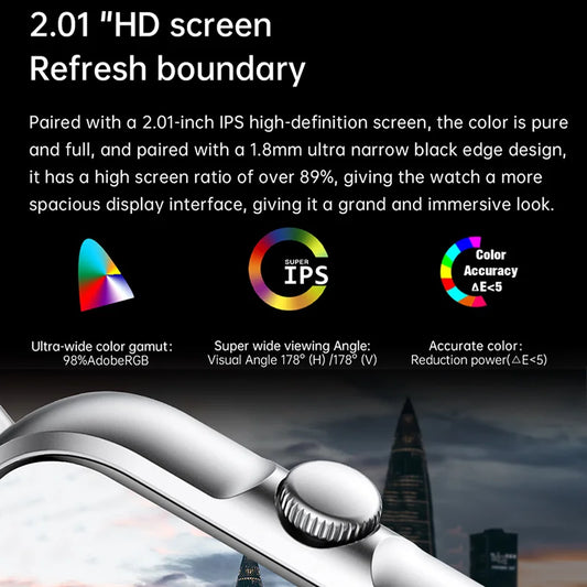 2025 2.01'' Smart Watch Bluetooth Call Play Music Smartwatch Fitness Clock Sport Waterproof Watches for Men Women iPhone Android.