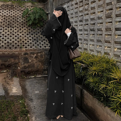 Luxus Dubai Schmetterling Stickerei Abaya Muslimische Frauen Modest Kleid Islamischen Femme Urlaub Outfit 2025, Mode Türkei Kaftan Robe