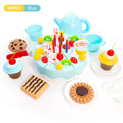 Girl Toy Cake DIY Minature Food Simulation Pretend Play Kitchen Set Tea Kid Cut Game Education Children Toys For 3 Year Birthday