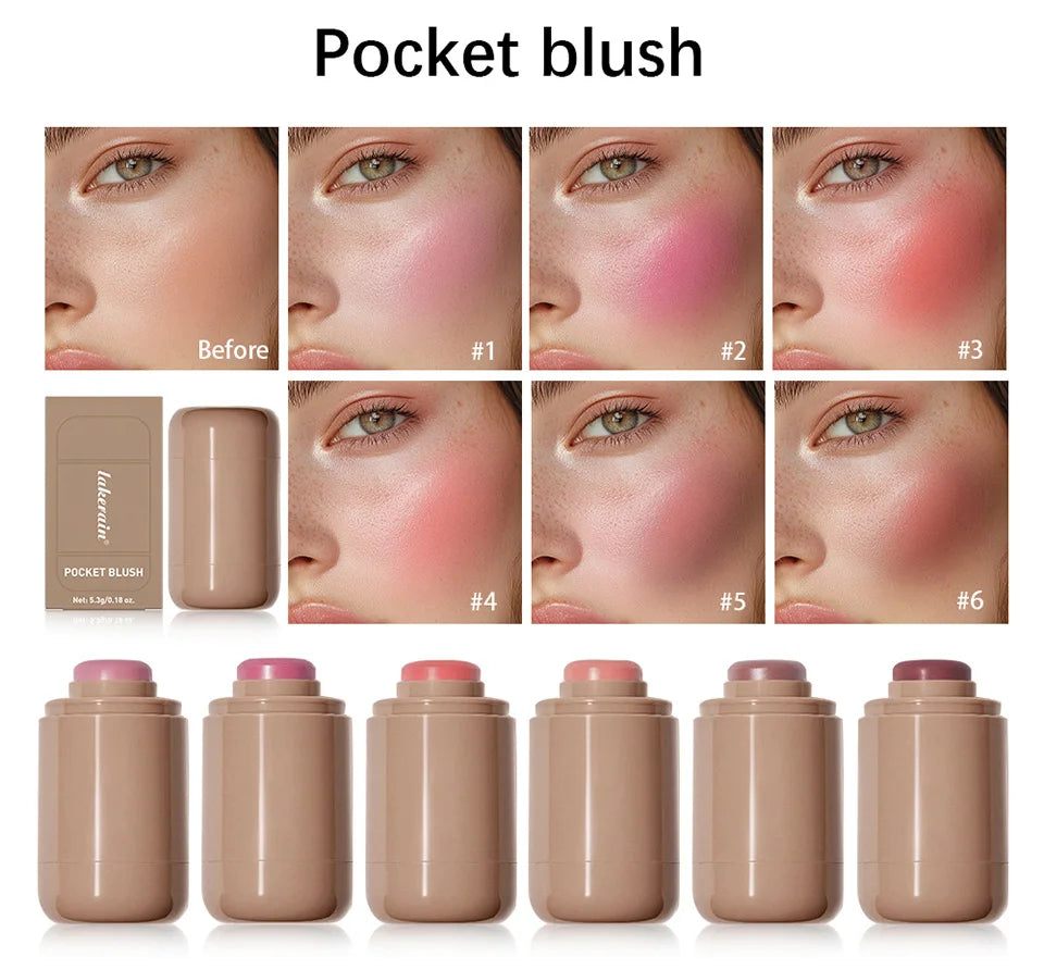 Magic Blush Stick 3-in-1 Cheek Lip Tinted Moistured Blush Stick Silky Brighten Blush Cream Blusher Cosmetics Tubes Matte Contour.