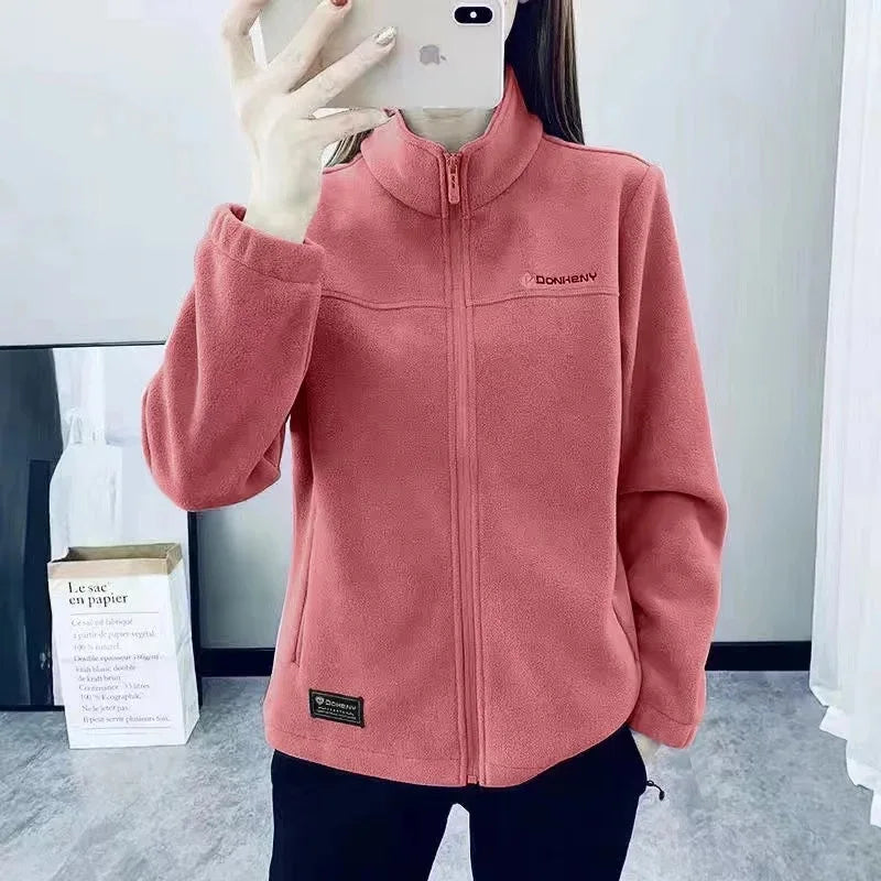 Plus Größe Herbst Winter Polar Fleece Warme Mantel Frauen Sweatshirt Outdoor Sport Casual Zipper Strickjacke Jacke Top Schlank Jugendliche