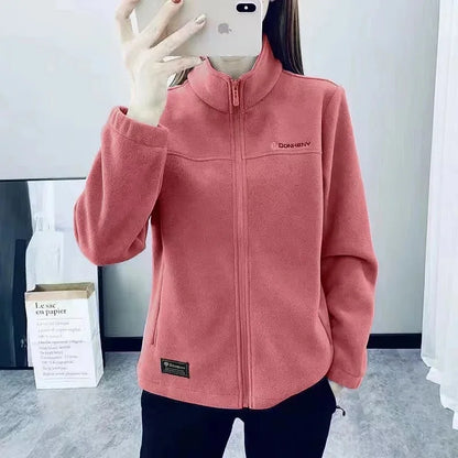 Plus Größe Herbst Winter Polar Fleece Warme Mantel Frauen Sweatshirt Outdoor Sport Casual Zipper Strickjacke Jacke Top Schlank Jugendliche