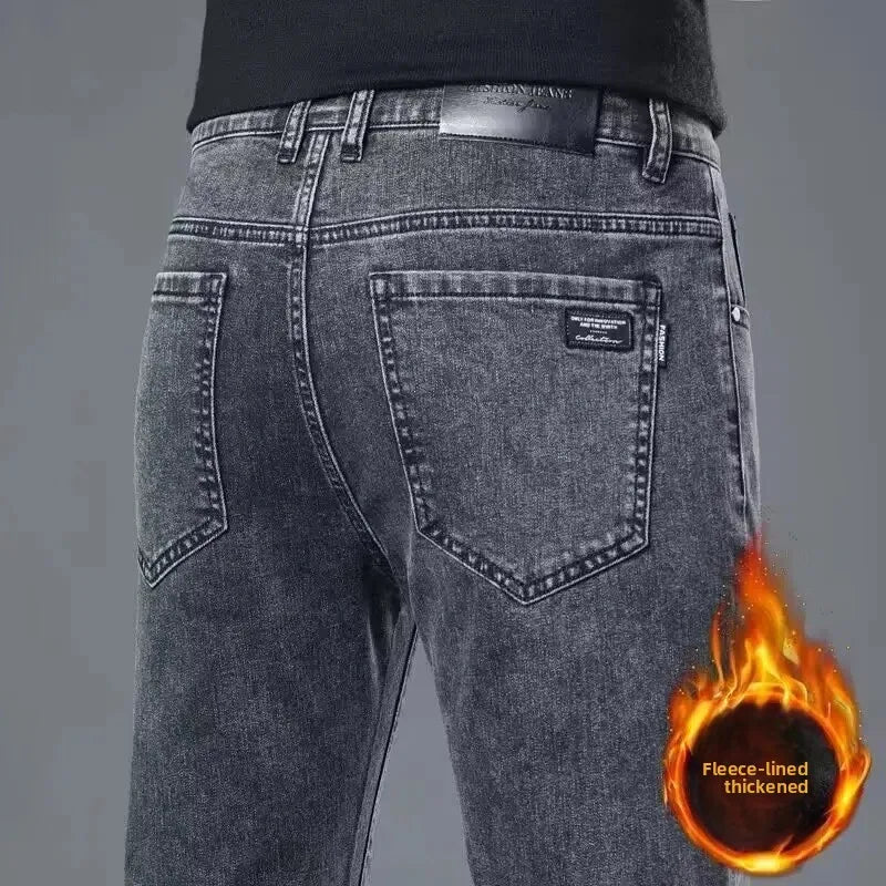 Slim Fit Stretch Business Men's Jeans Summer Trendy Thin Style Male Denim Pants Mid Waist Washed Design Casual Trousers.