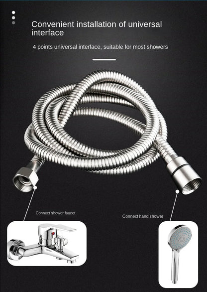 Shower Hose 1.5/2M Black/Silver Flexible Shower Hose Stainless Steel Long Bathroom Shower Pipe Extension Bathroom Accessories