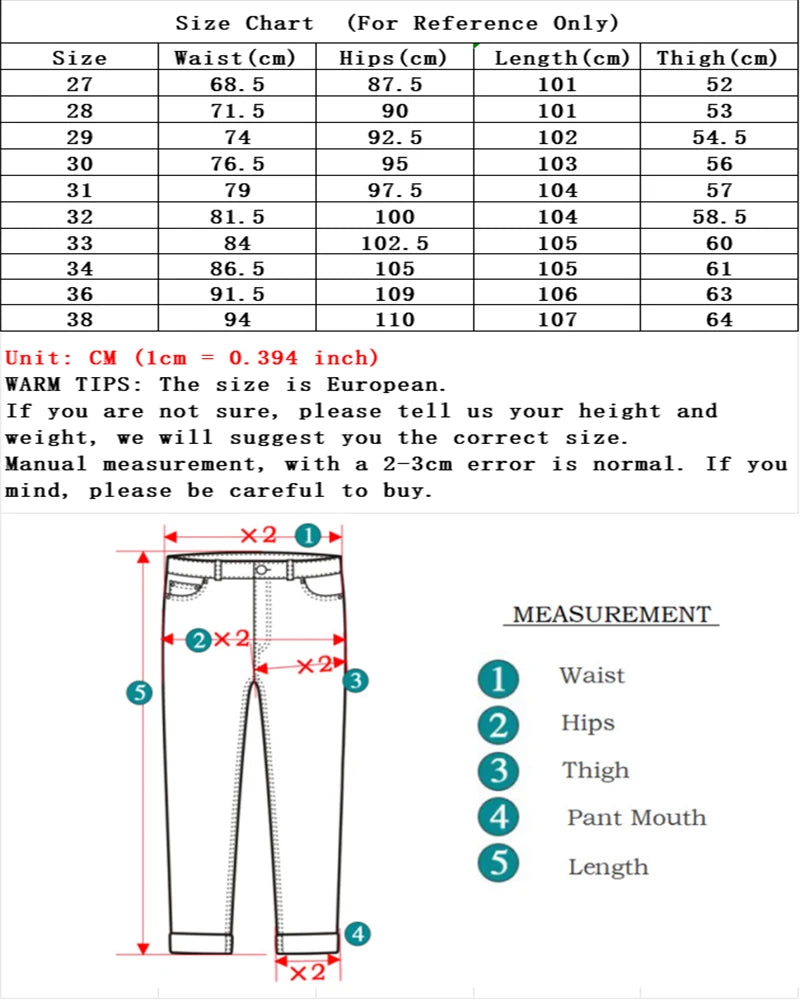 Men New Fashion Comfortable Slim Fit Jeans Male Loose Straight Smart Casual Denim Pants Formal Elasticity Look Taller Trousers.