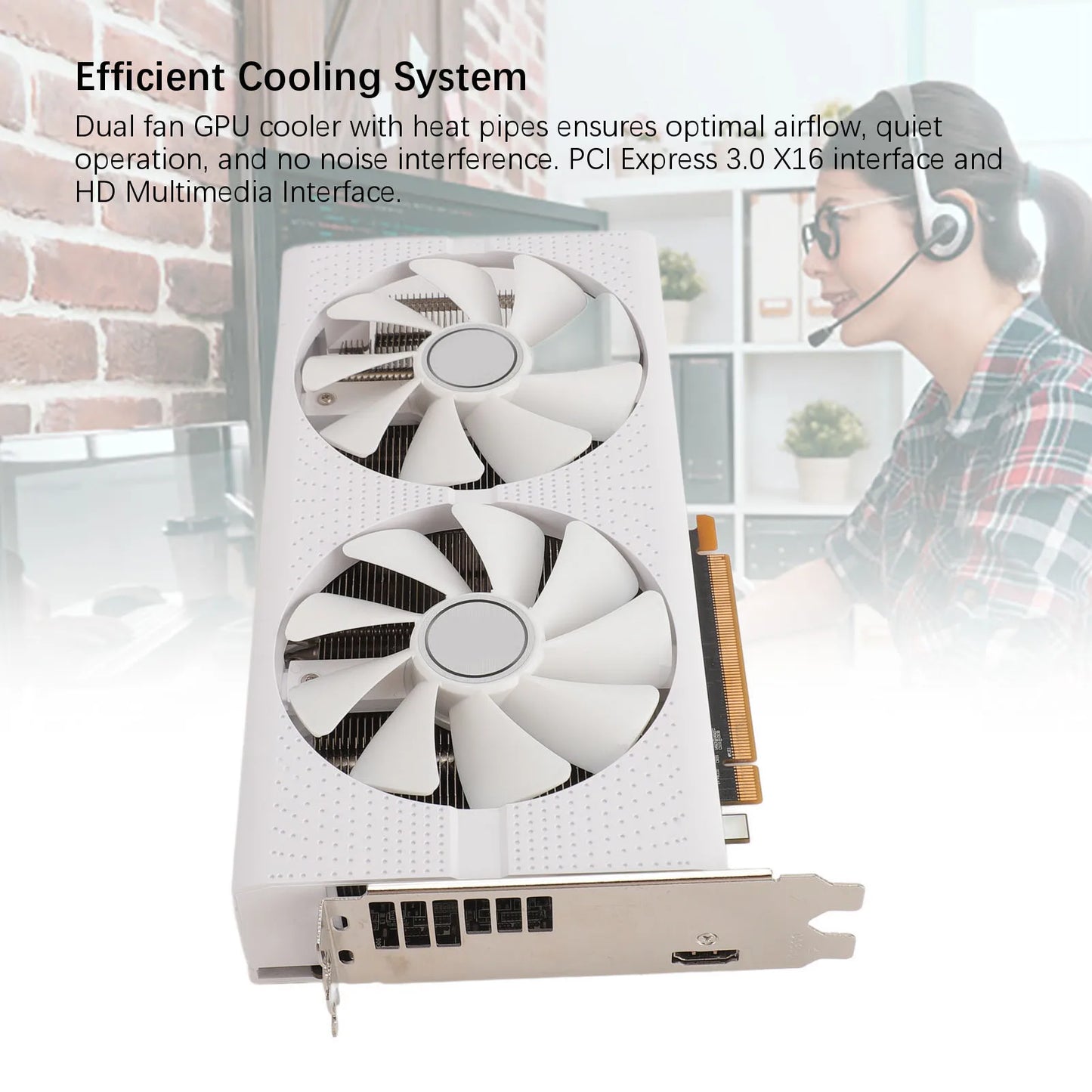 GPU Graphics Card 4K Ultra HD 8GB GDDR5 256bit Dual Fan and Copper Pipe Cooling RX470 Quiet Gaming Graphics Card for Computer.