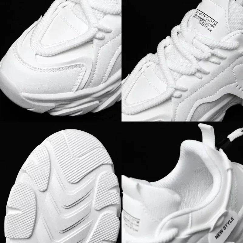 Men Sneakers Mesh Men Shoes PU Leather Platform Casual Sneakers Increased Vulcanized Shoes Light Running Shoes Tenis Masculino.