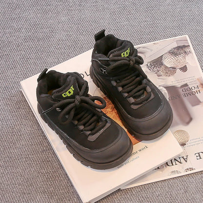 Winter Plush Boots For Children PU Leather Waterproof Boy's Warm Cotton Shoes Thick Warm Platform Teenager Kid's Snow Boots