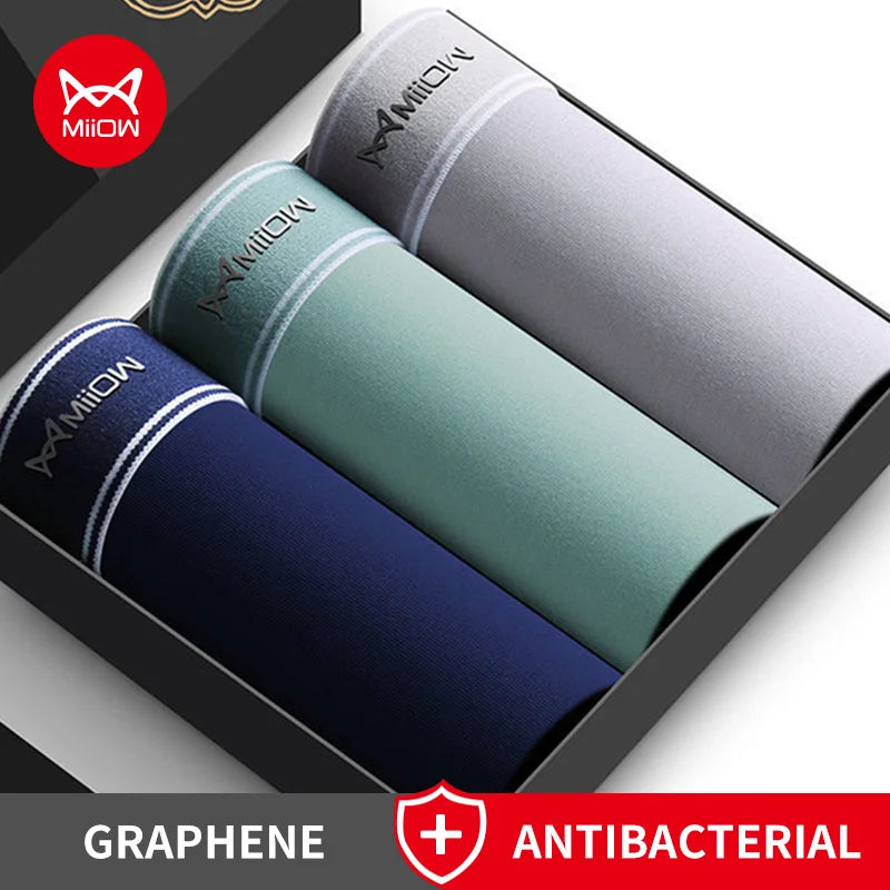 MiiOW 3Pcs Baumwolle Herren Höschen männer Unterwäsche Atmungsaktive Mann Boxershorts Graphene Antibakterielle Männer Unterhose Männer Boxer Trunks