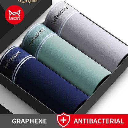 MiiOW 3Pcs Baumwolle Herren Höschen männer Unterwäsche Atmungsaktive Mann Boxershorts Graphene Antibakterielle Männer Unterhose Männer Boxer Trunks