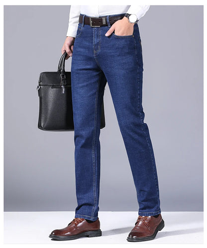 2025 frühling männer Jeans Hohe Qualität Klassischen Stil Business-Mode Schwarz Blau Slim-fit Denim Hosen Männliche Marke casual Hosen.