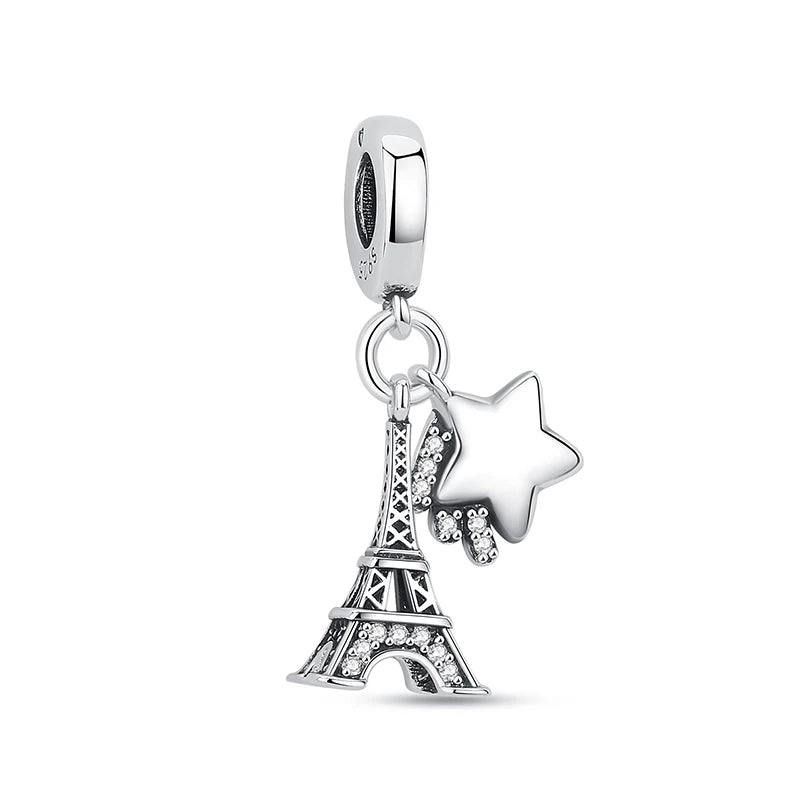 Original 925 Sterling Silver Charms Love Travel London Bus Suitcase Paris Beads Fit Brand Bracelets Necklaces Women DIY Jewelry