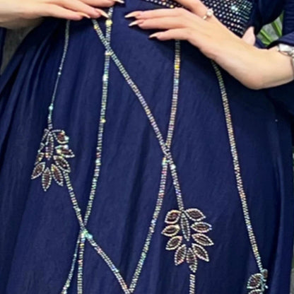 Eid Mubarak Djellaba Femme Diamanten Abaya Frauen Muslimischen Abend Party Kleid Dubai Türkei Kaftan Gürtel Jalabiya Islamische Robe Kleid.